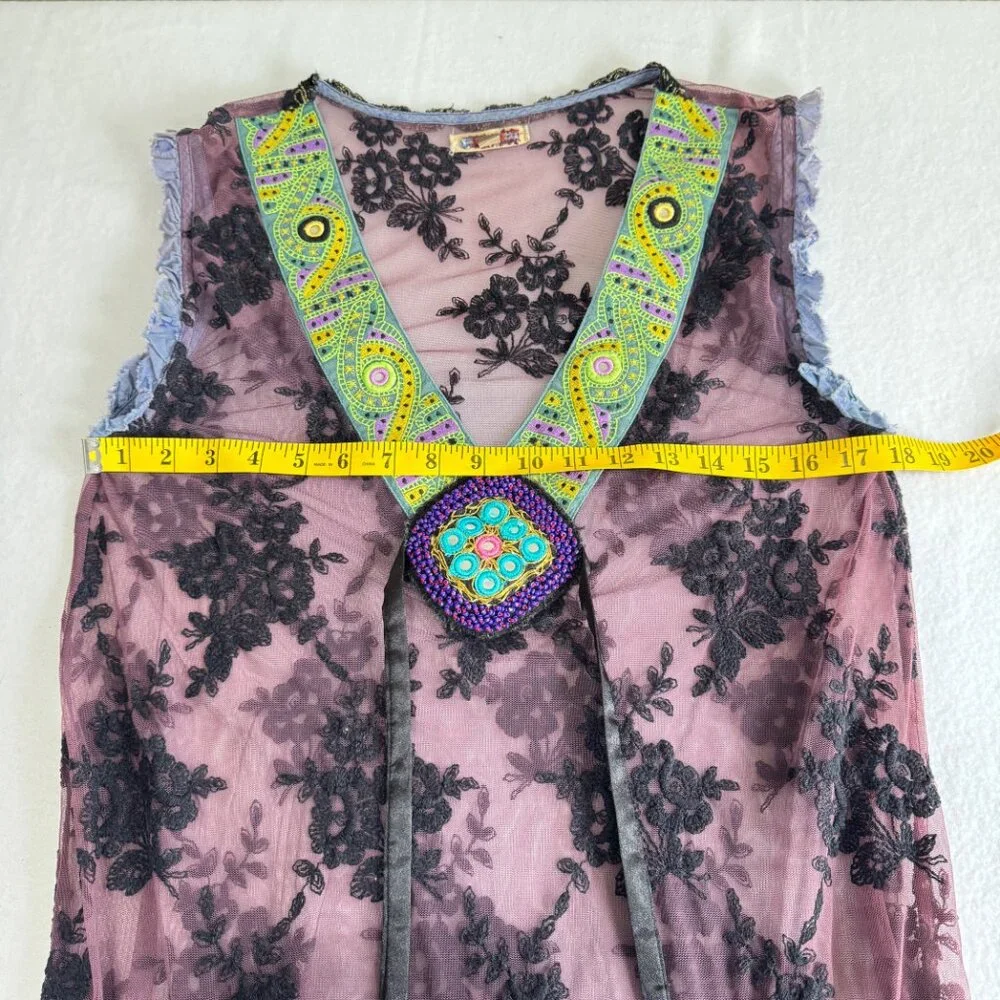 FREE PEOPLE Sheer Embroidered Sleeveless Top